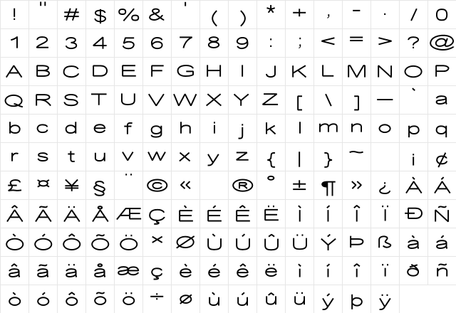 Desolator Regular  glyph index