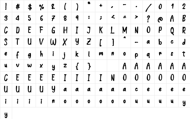 Hello New Year Regular  glyph index