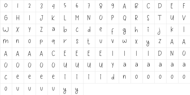 Love and sweet massage Regular  glyph index