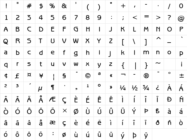 Beagle Bold  glyph index