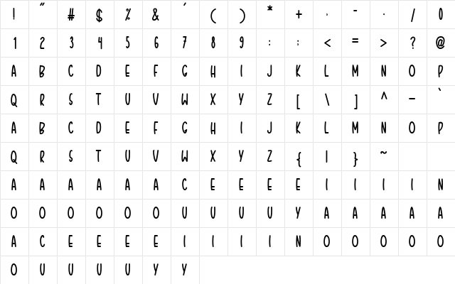 Christmas Farmhouse Regular  glyph index