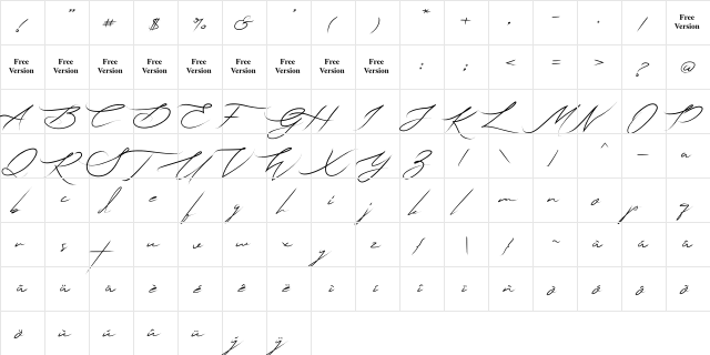 Lihataja Brush Regular  glyph index