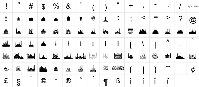 Masjid Al Imran Regular  glyph index