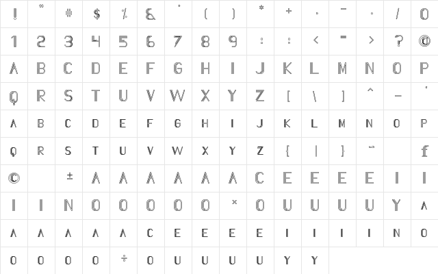 Slang Outfit Inline Regular  glyph index