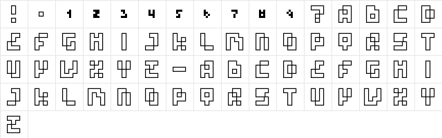 four pixel caps Regular  glyph index