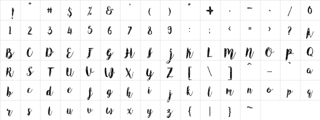 Angeline Vintage Angeline Vintage  glyph index