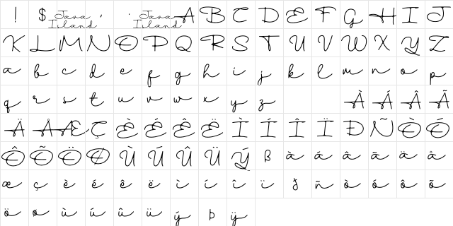 Halland Demo Regular  glyph index