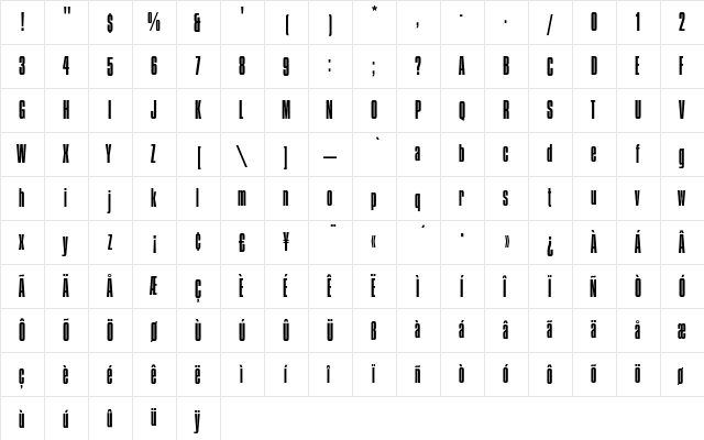 CompactaEF Light  glyph index