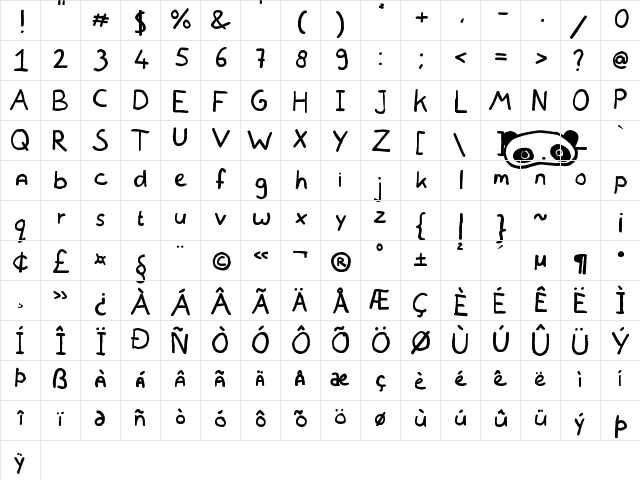 White Bear Lake Regular  glyph index