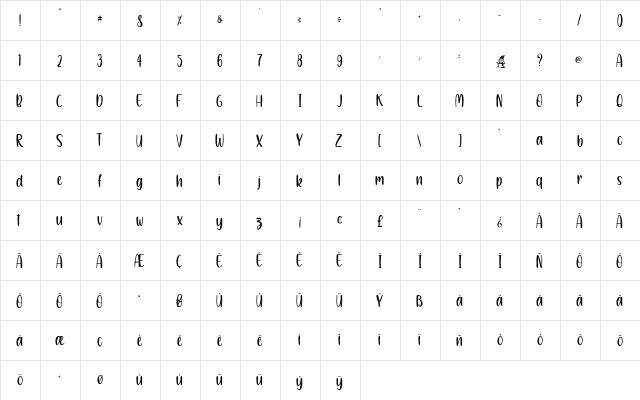 Snowy Christmas - Personal Use Regular  glyph index