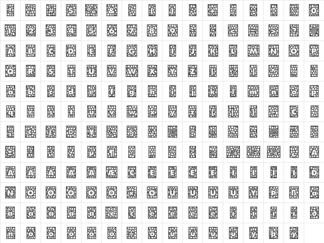 Quintus LeadedGlass Regular  glyph index