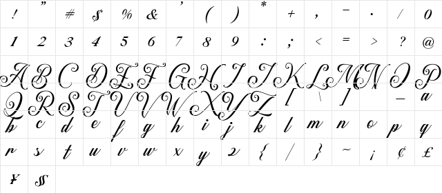 Arastin Script FREE DEMO Regular  glyph index