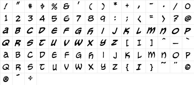 CCMeanwhile Regular  glyph index