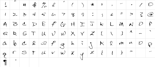 Bert Regular  glyph index