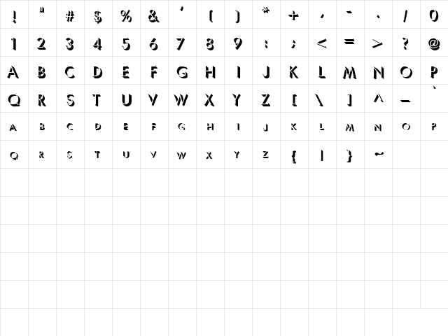 VANILLA SHADOW Regular  glyph index