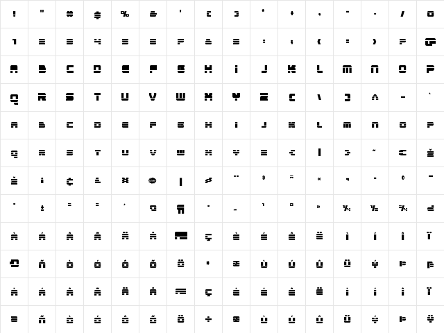 Quicken Condensed Condensed  glyph index