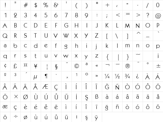 00370 Regular  glyph index