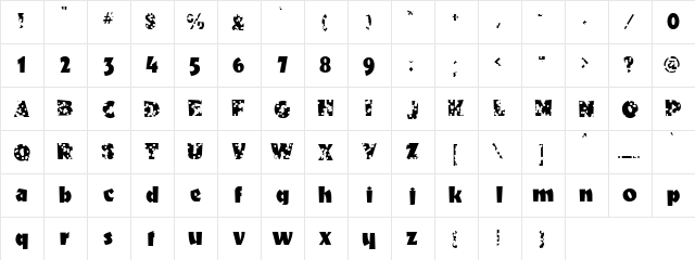 Dawn Regular  glyph index