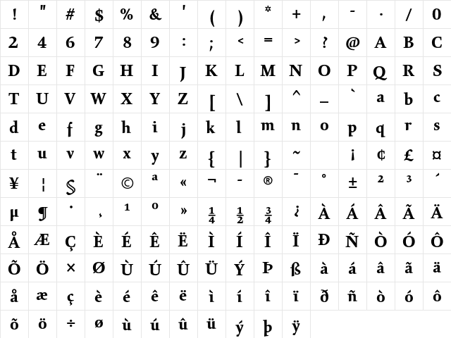 Gilgamesh Std Bold  glyph index