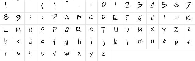 STUPID Regular  glyph index