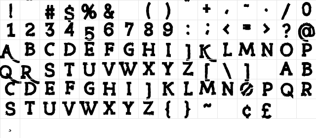 Riot Ton Regular  glyph index