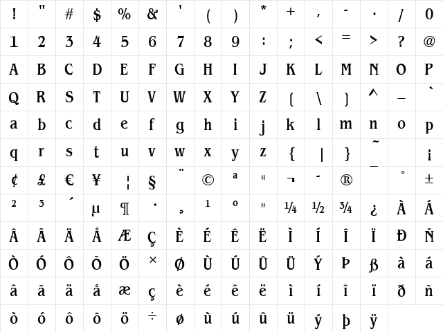 Benjamin-Cd Medium  glyph index