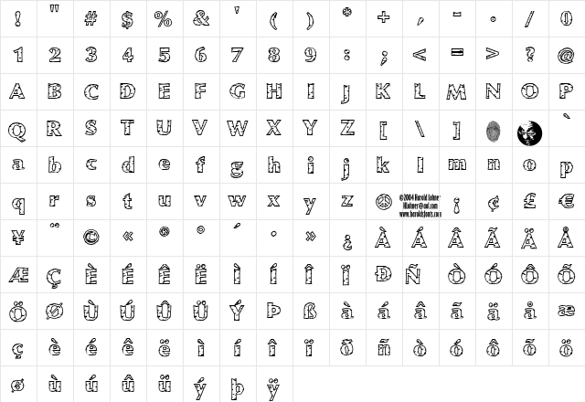 White Birch Regular  glyph index
