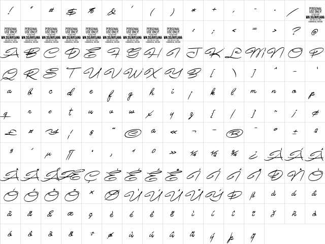 Avelana Medi Ital PERSONAL USE Regular  glyph index