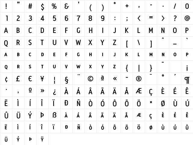 AntitledMedium Caps Regular  glyph index