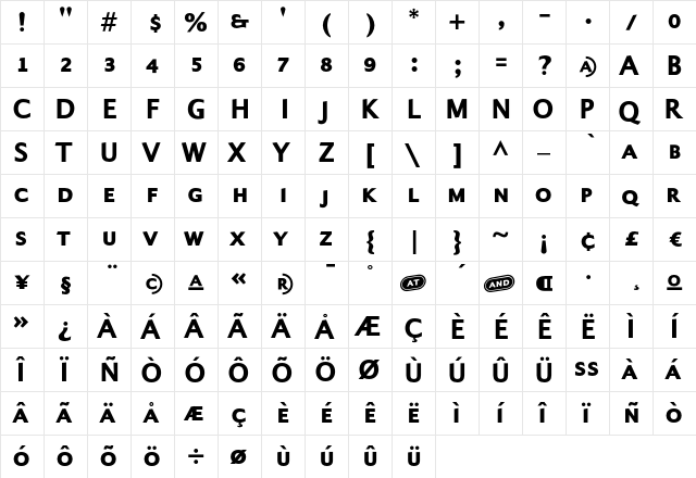 Alphabet4 BoldSmallCaps  glyph index