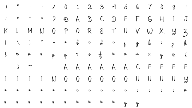Cobain Aja Demo Regular  glyph index