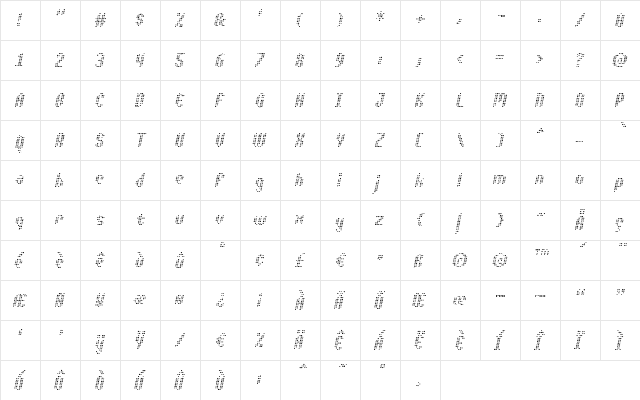 Asterix Blink Italic Regular  glyph index