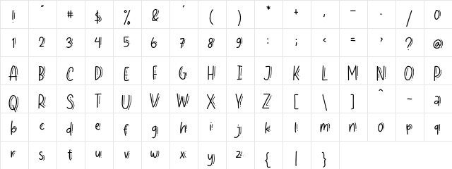 Armanda FREE Regular  glyph index