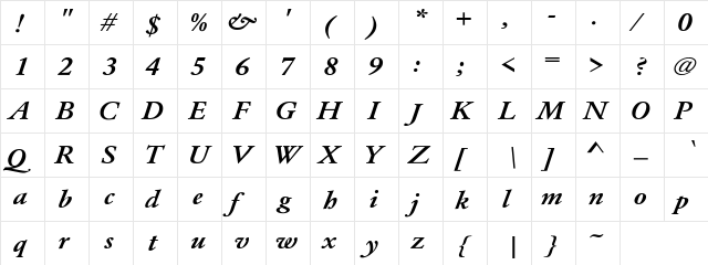 GaramondMediu 4 Regular  glyph index