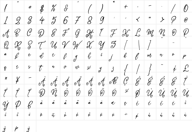 Haymie Regular  glyph index