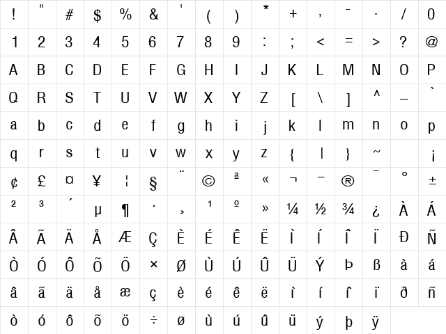 FirstHome34 Regular  glyph index