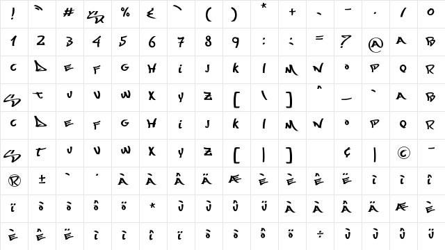 Most Wasted Regular  glyph index