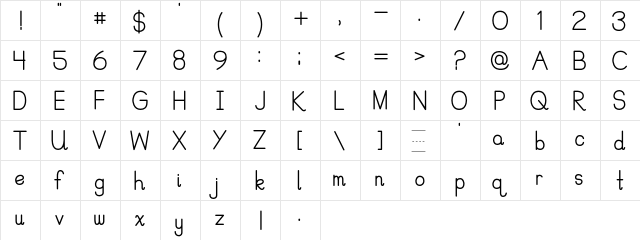 PreCursive Regular  glyph index