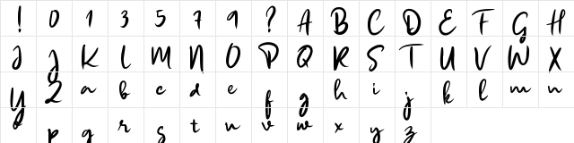 Windmill Script Regular  glyph index