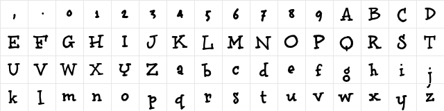 brunoBook Regular  glyph index