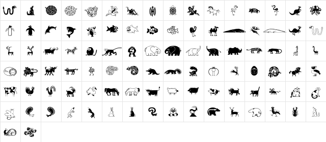 MiniPics LilCritters  glyph index