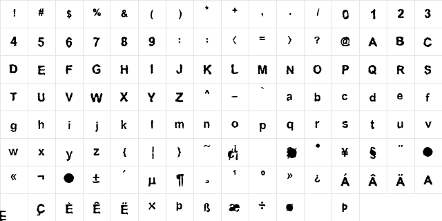 GankIt Regular  glyph index