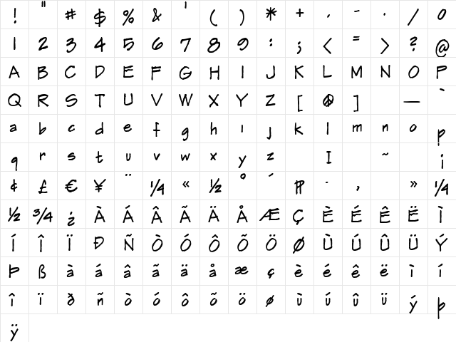 Frank the Architect Regular  glyph index