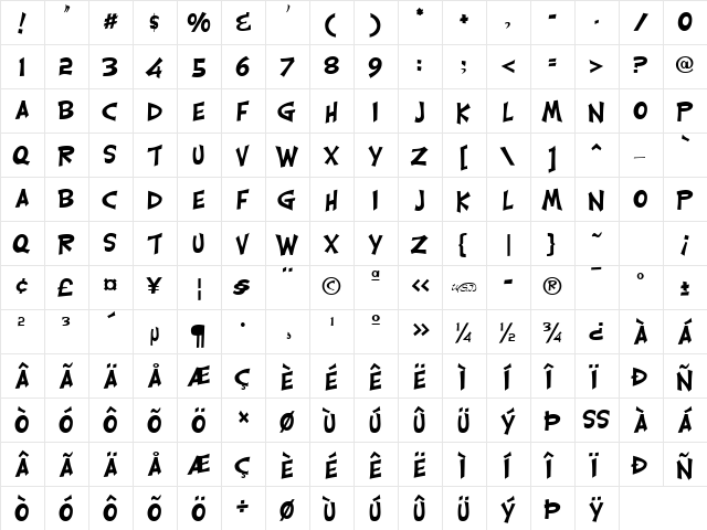 Carlisle Regular  glyph index