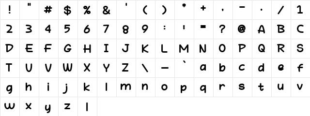 Hey Fun Regular  glyph index