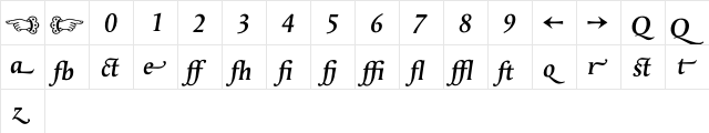 ApollineAlternate SemiBoldItalic  glyph index