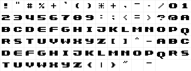 7px3bus Regular  glyph index