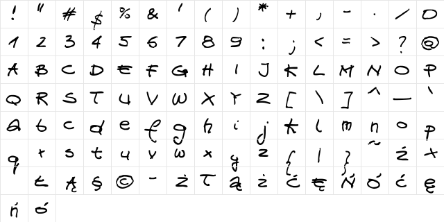 Trix Regular  glyph index