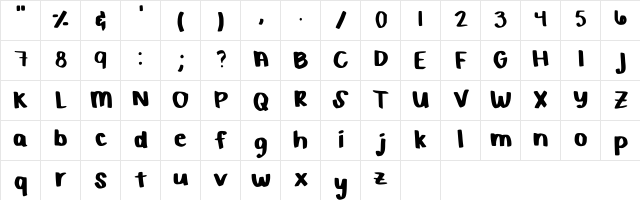 Boldness Regular  glyph index