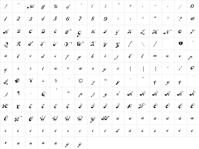 LHF Ephemera Regular  glyph index